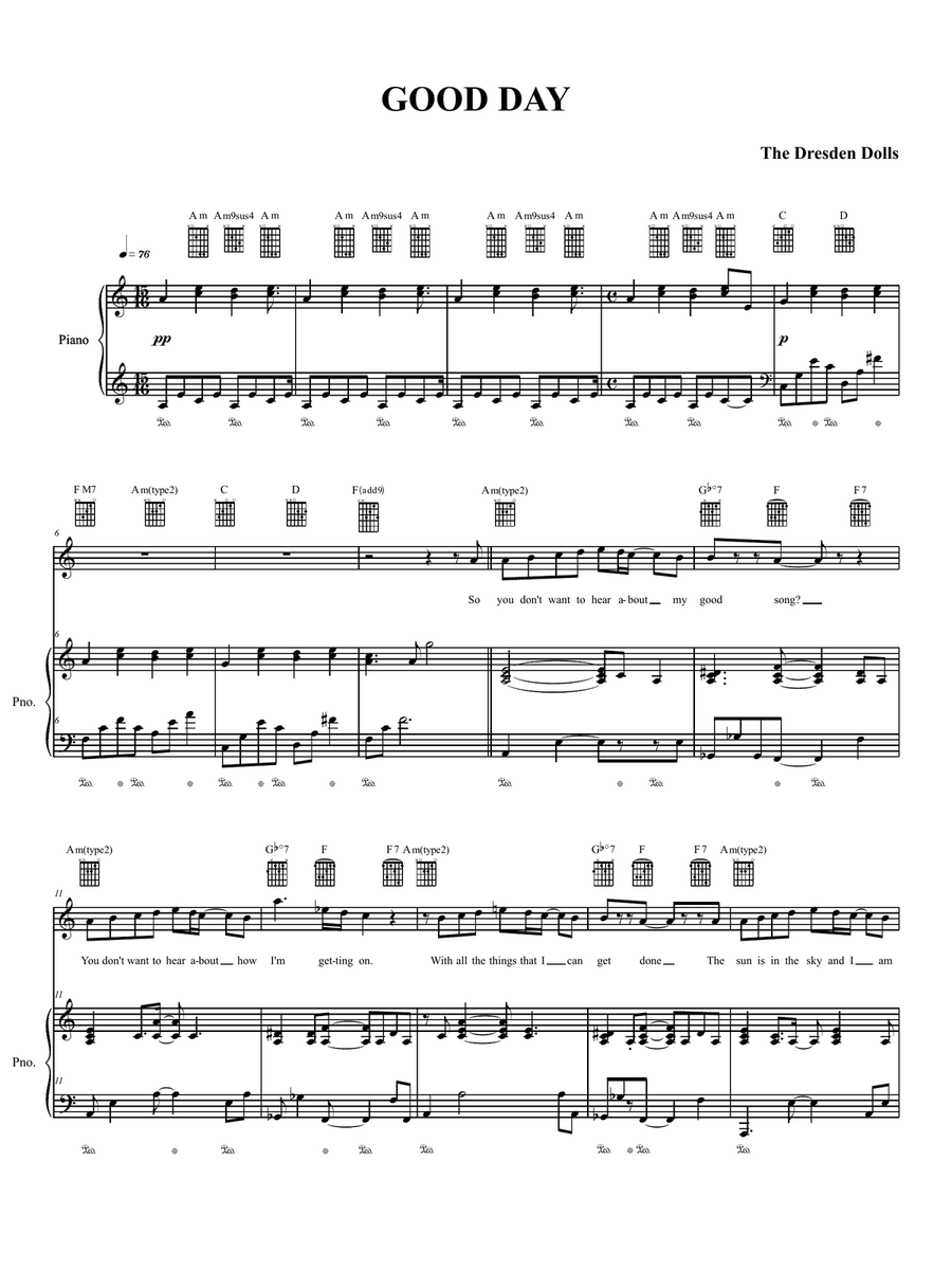 Good Day Piano, Vocal, Guitar scores gallery preview page 1