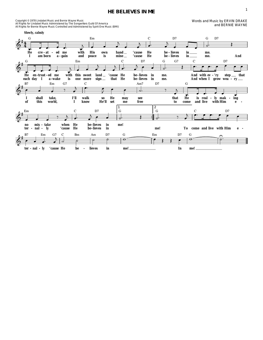 He Believes In Me Guitar scores gallery preview page 1