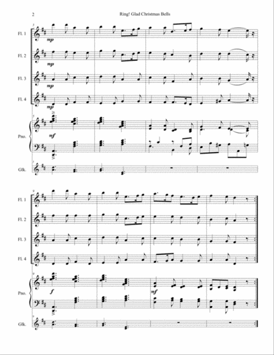 Ring Glad Christmas Bells - Flute Quartet Small Ensemble scores gallery preview page 3