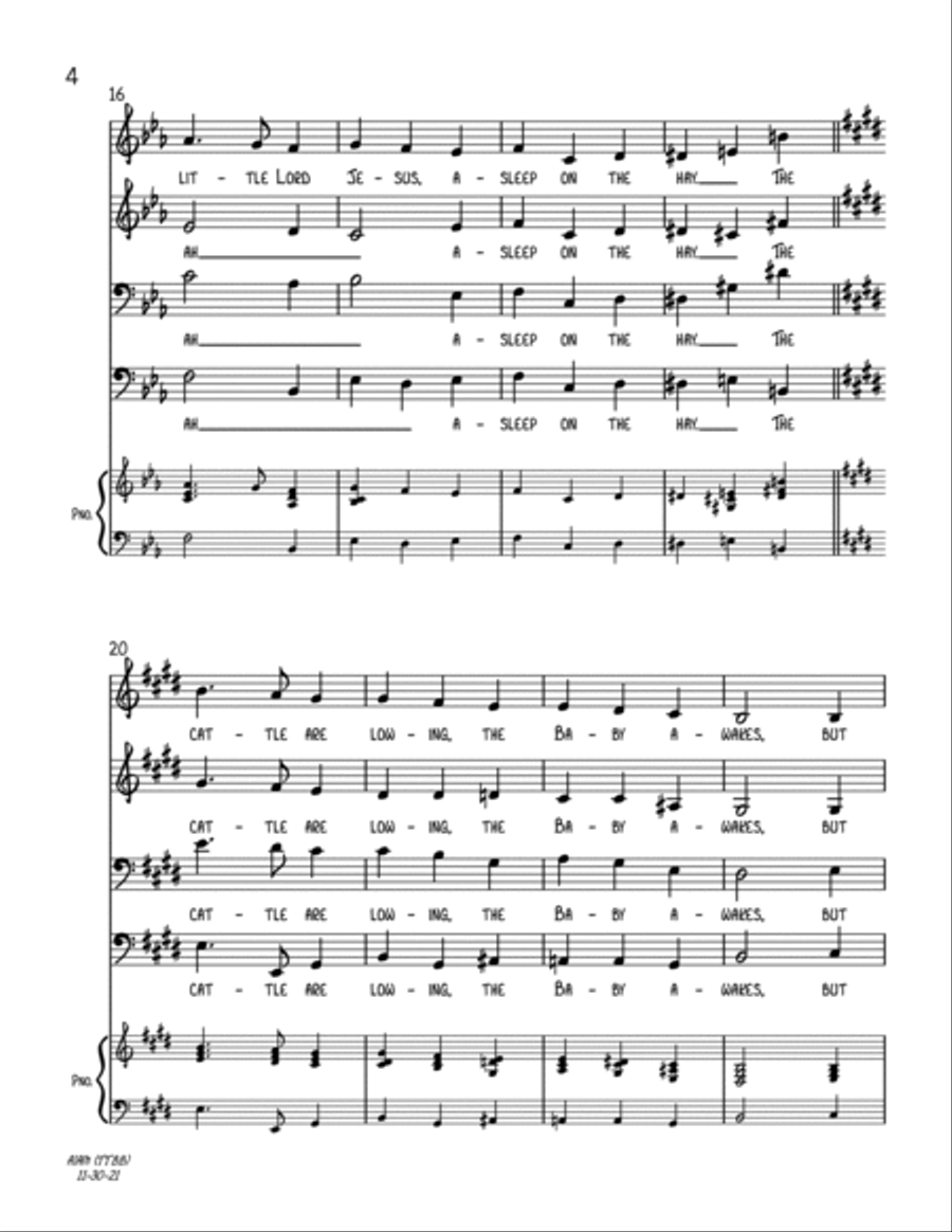Away In A Manger TTBB scores gallery preview page 4