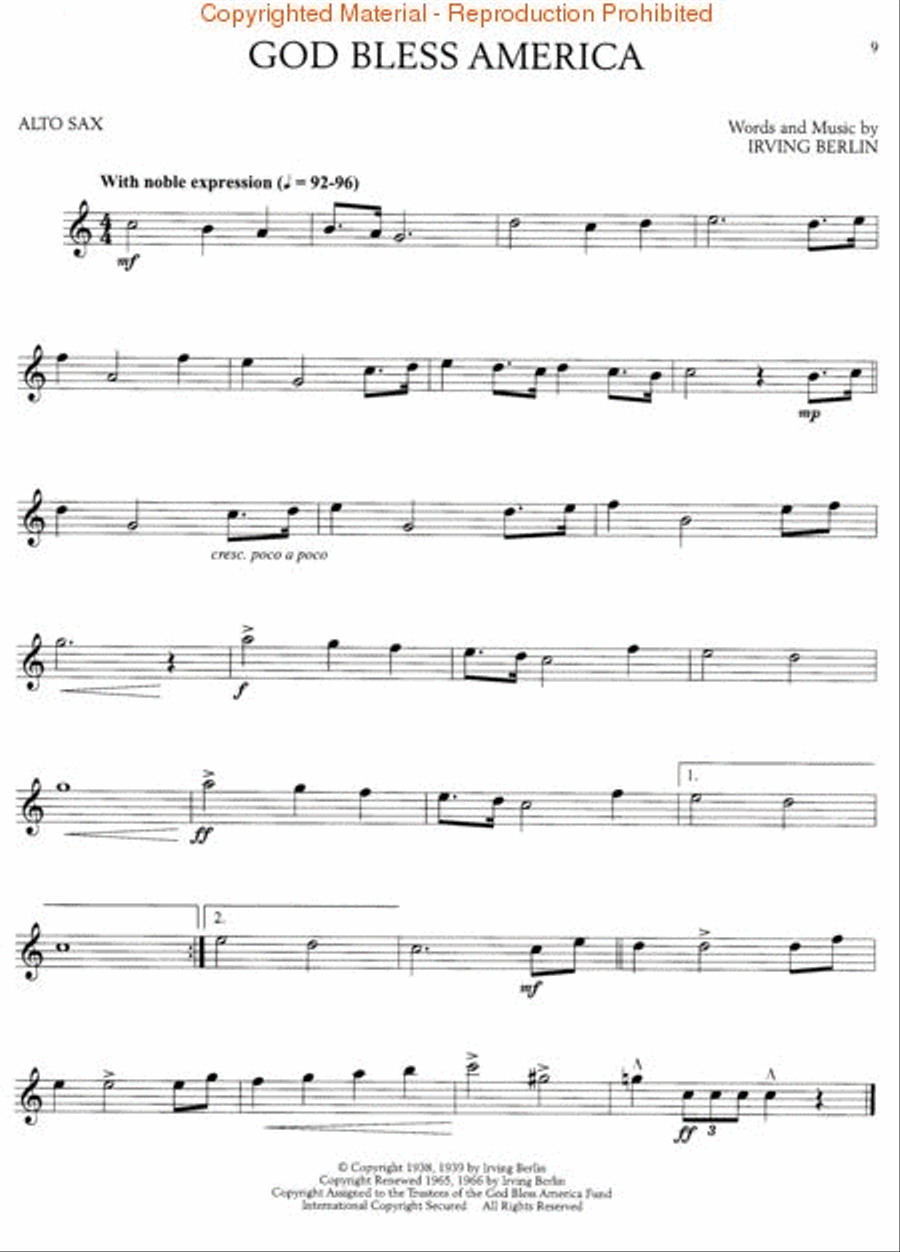 God Bless America and Other Patriotic Favorites Alto Saxophone scores gallery preview page 3