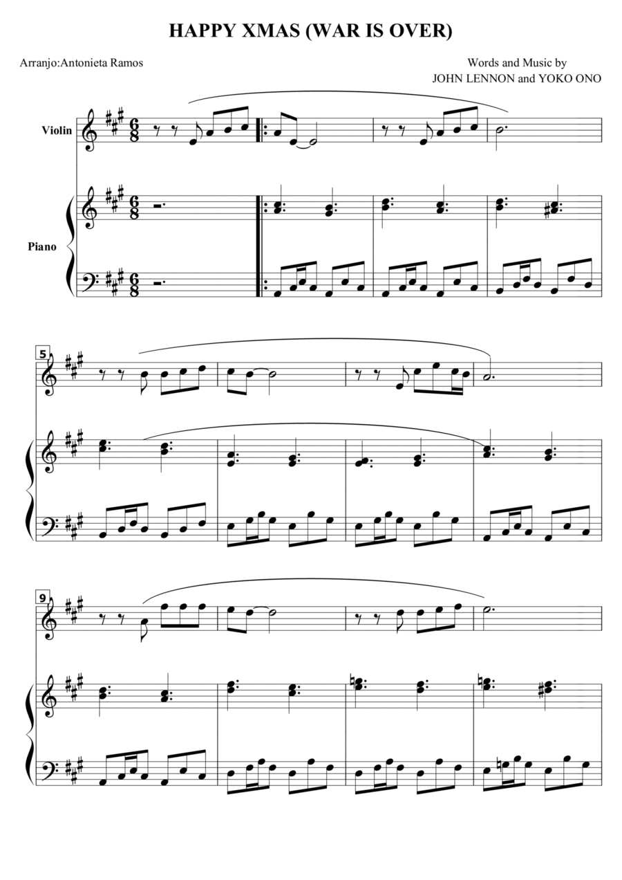 Happy Xmas (war Is Over) Voice scores gallery preview page 1