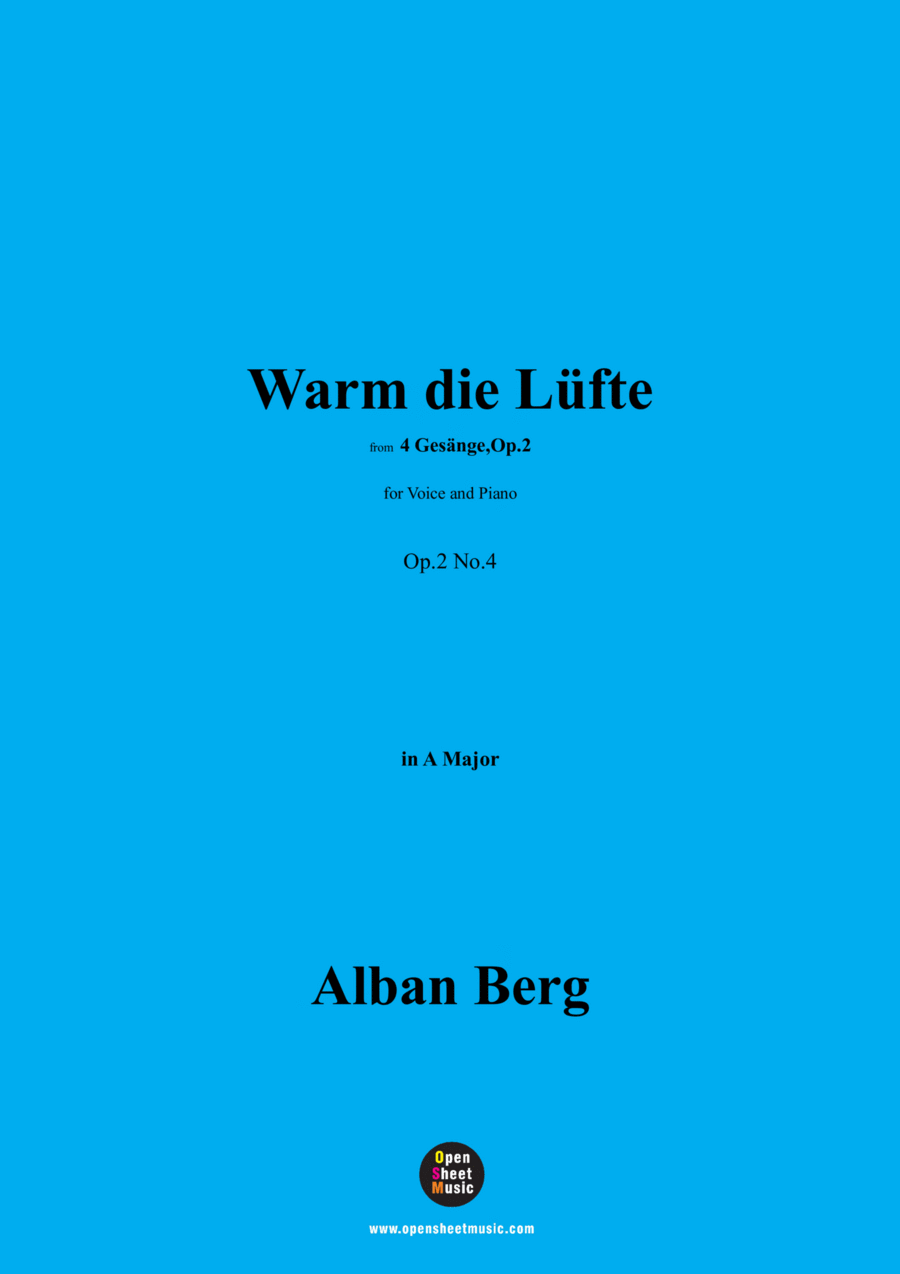 Alban Berg-Warm die Lüfte(1910),in A Major,Op.2 No.4 Voice scores gallery preview page 1