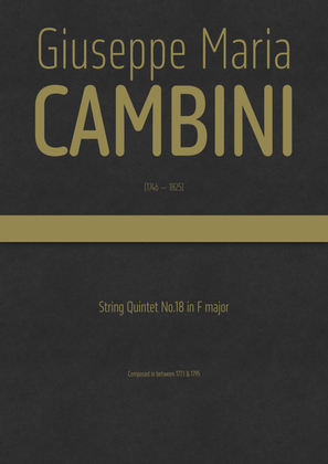 Cambini - String Quintet No.18 in F major