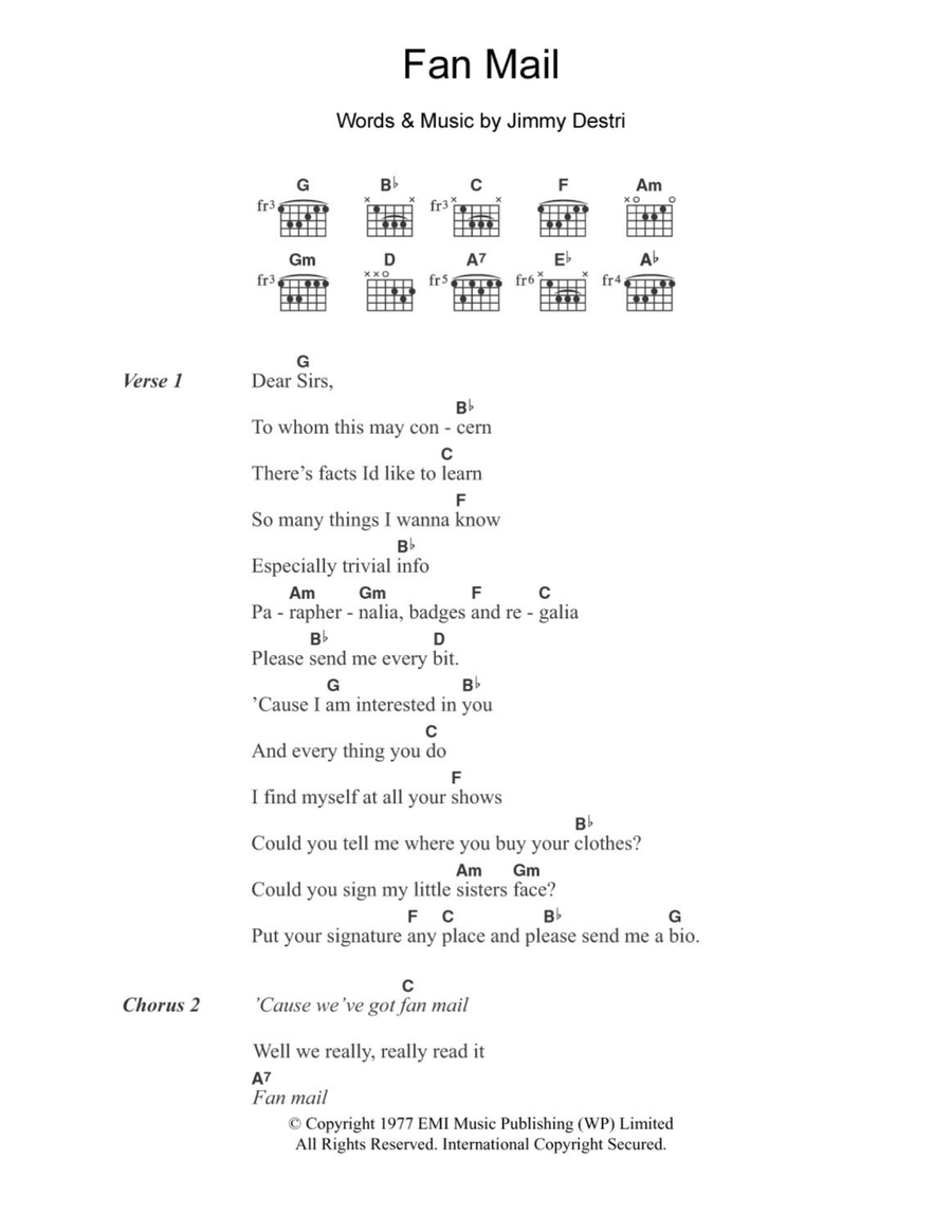 Fan Mail Fan Mail Acoustic Guitar scores gallery preview page 1