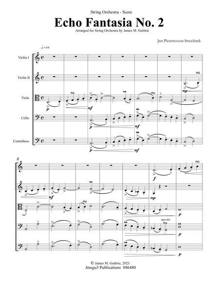 Sweelinck: Echo Fantasia No. 2 for String Orchesrta - Score Only image number null