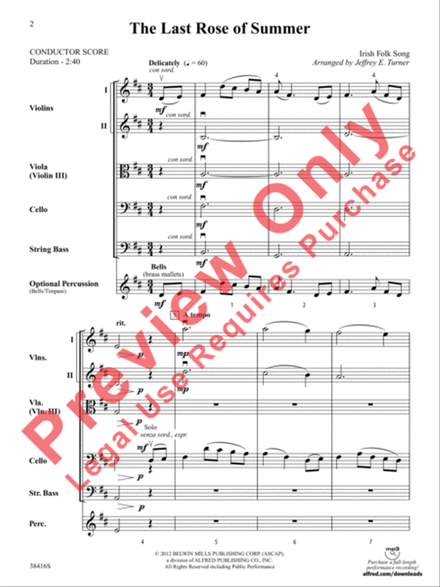 The Last Rose of Summer String Orchestra scores gallery preview page 3