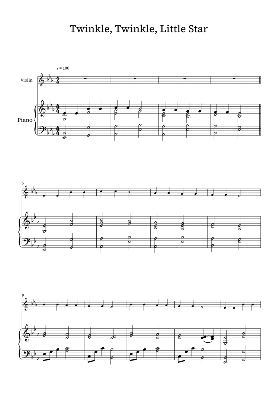 Twinkle Twinkle Little Star Chamber Music scores gallery preview page 1