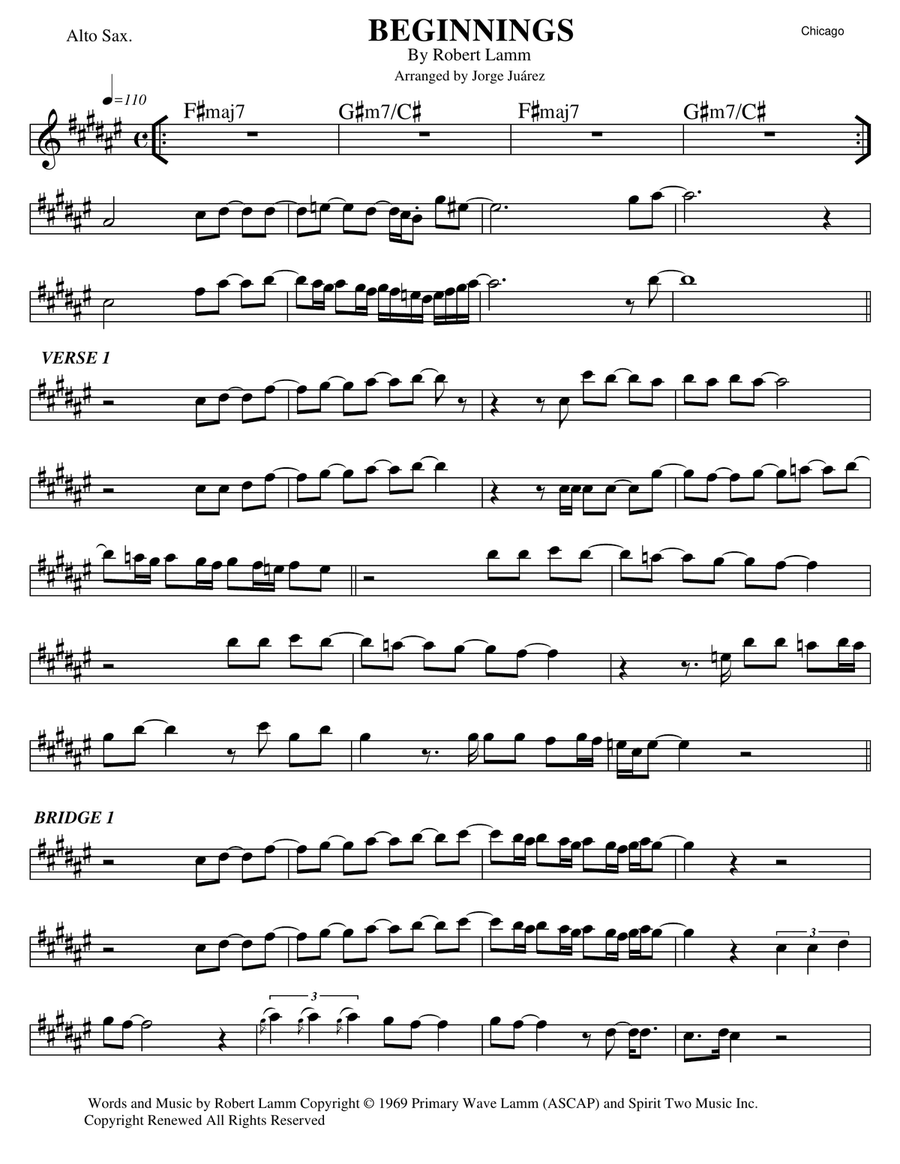 【ラッピング不可】 by Beginnings Chicago Music Sheet Digital - Saxophone Alto - 邦楽