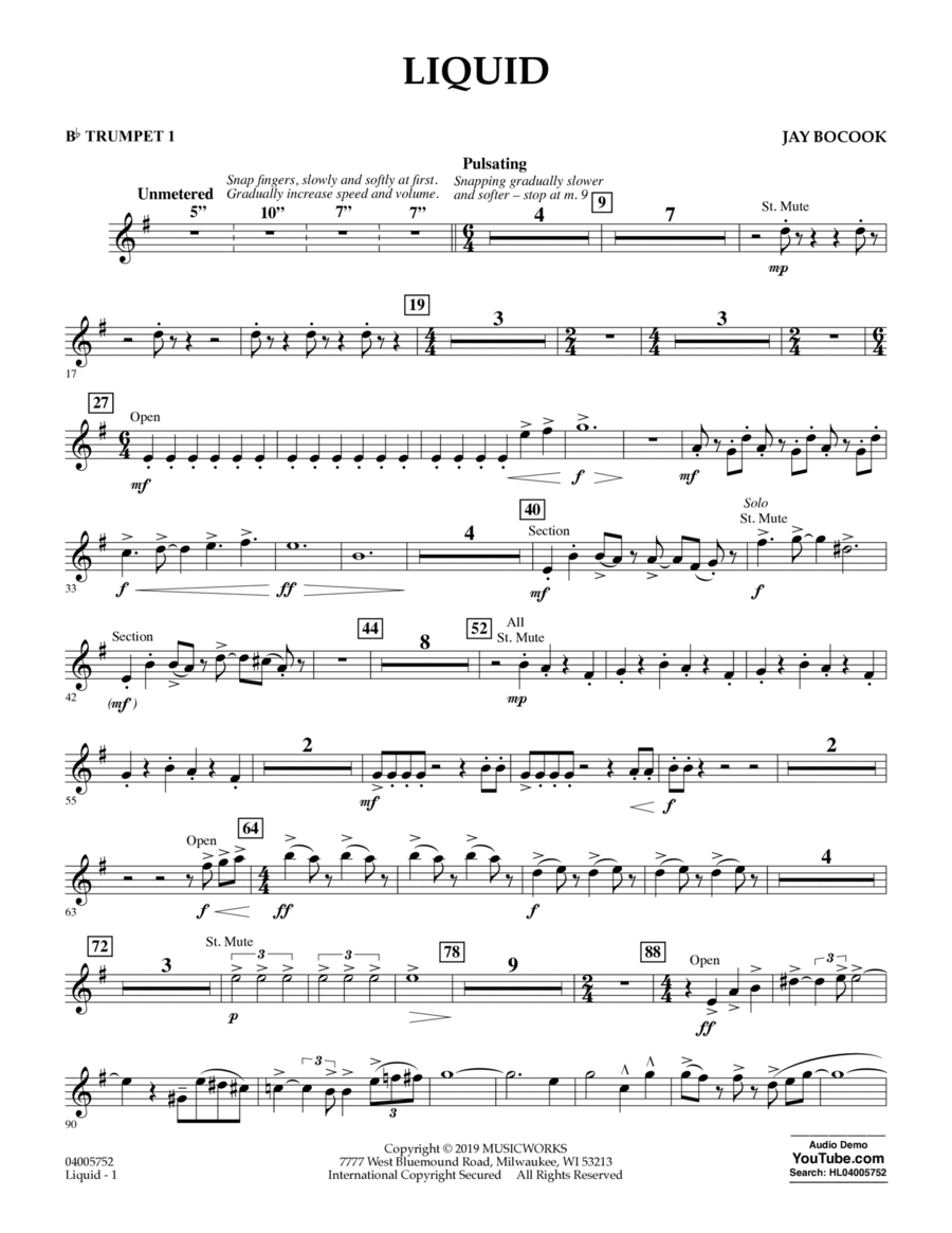 Liquid - Bb Trumpet 1 B-Flat Trumpet scores gallery preview page 1