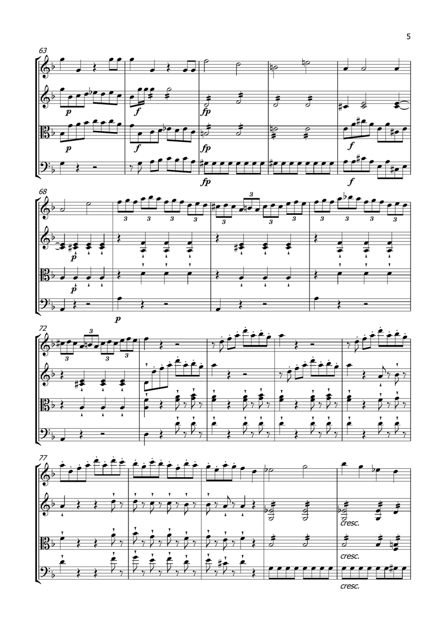 Mozart: Queen of the Night Aria / Der Holle Rache (string quartet) String Quartet scores gallery preview page 5