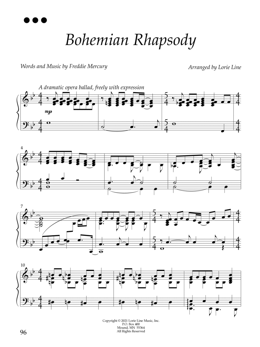 Bohemian Rhapsody Piano Solo scores gallery preview page 1