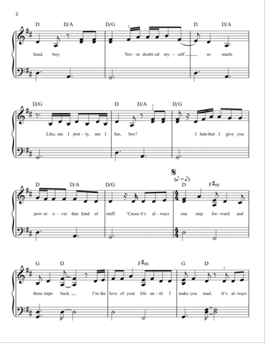 1 step forward, 3 steps back Easy Piano scores gallery preview page 2