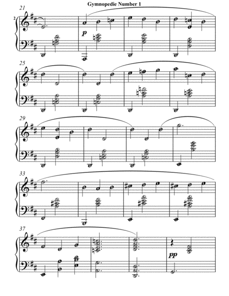 Gymnopedie Number 1 Easy Intermediate Piano Sheet Music