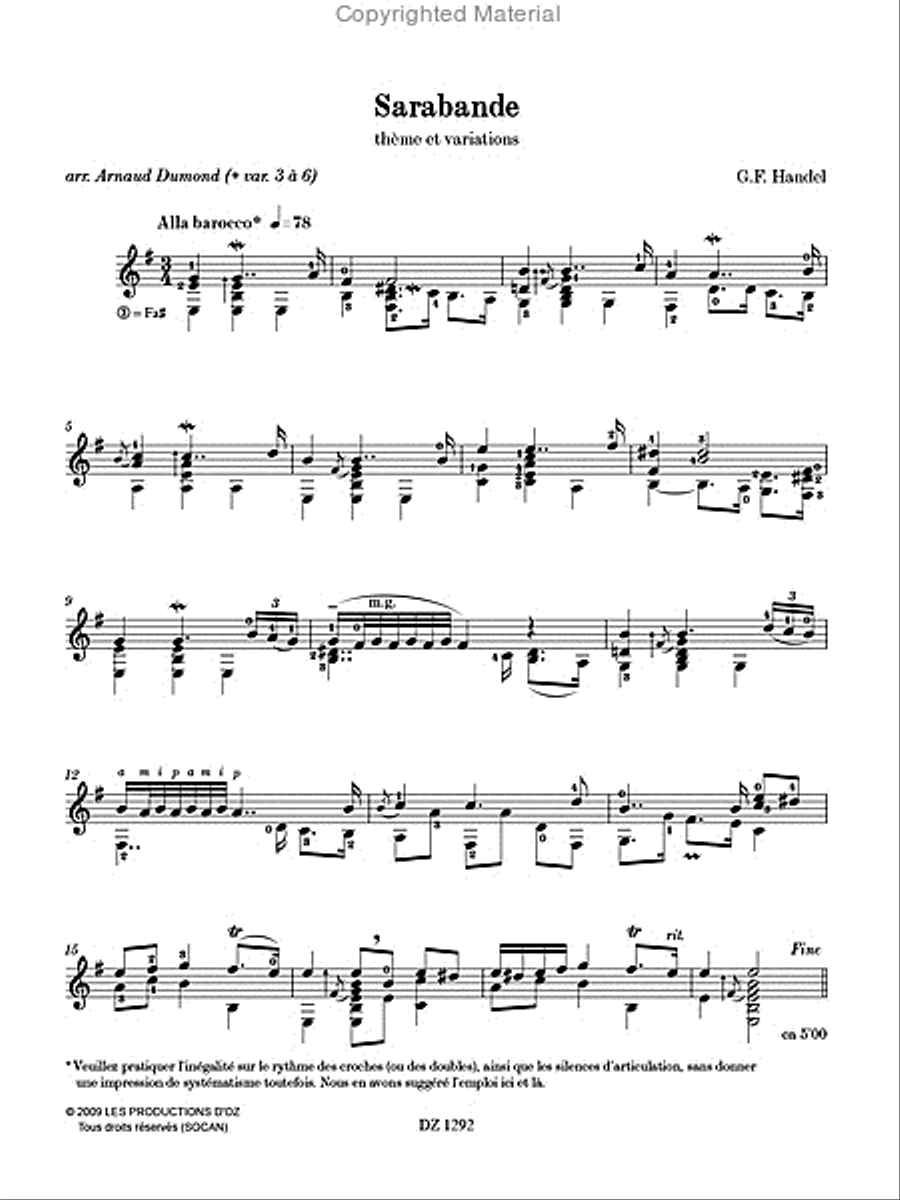 Sarabande Classical Guitar scores gallery preview page 2