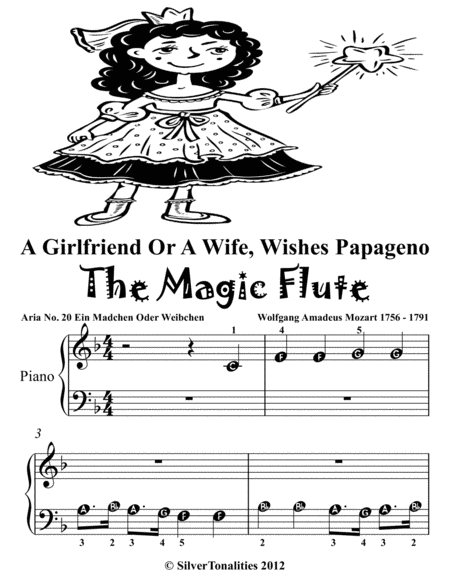 A Girlfriend or a Wife Wishes Papageno the Magic Flute Beginner Piano Sheet Music 2nd Edition