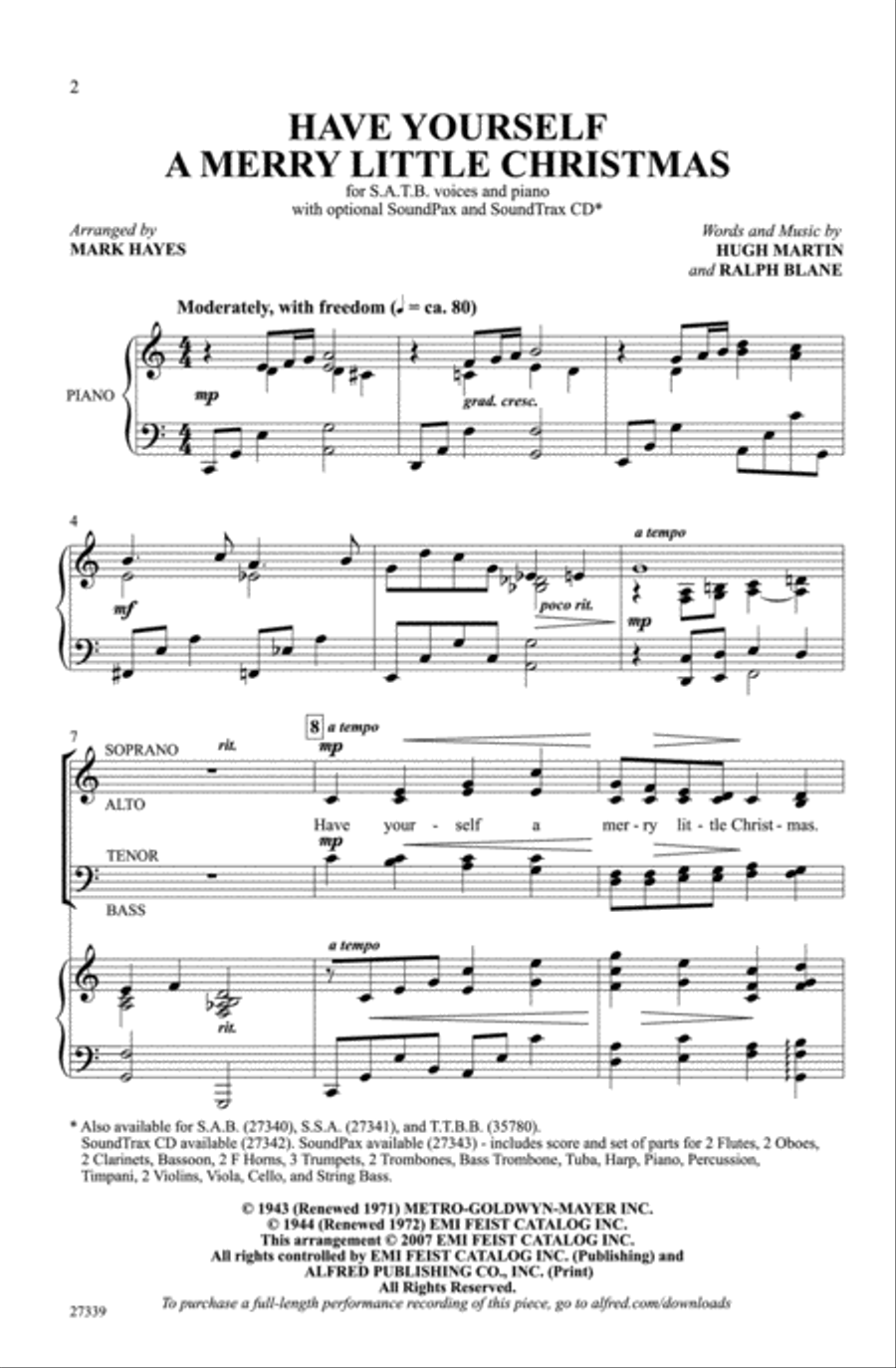 Have Yourself A Merry Little Christmas - Soundtrax CD (CD only) Choir scores gallery preview page 2