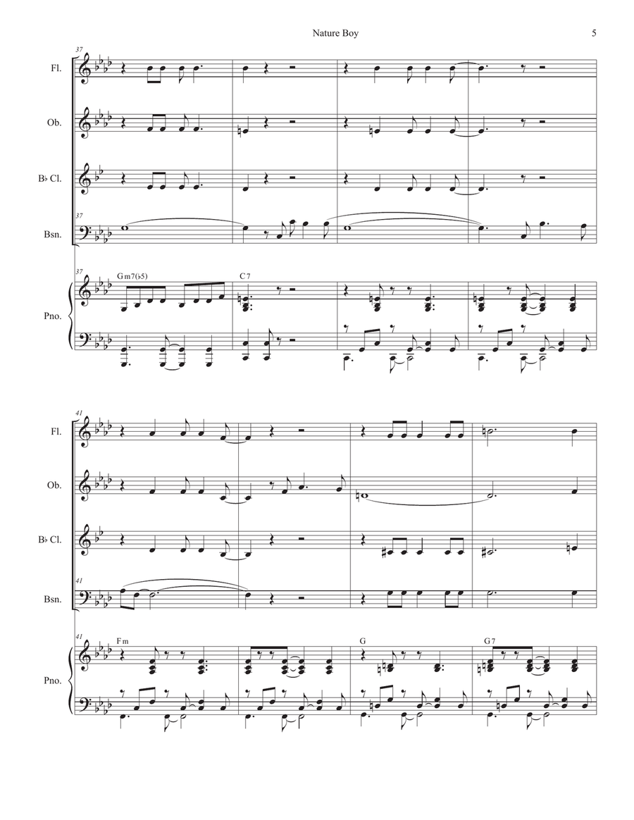 Nature Boy Woodwind Quartet scores gallery preview page 5
