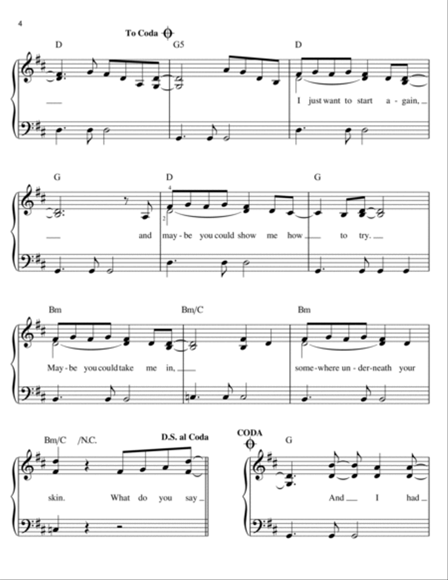 Taking Chances Easy Piano scores gallery preview page 4