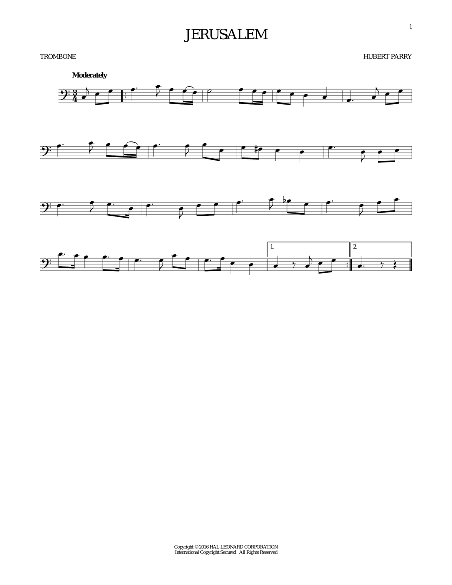 Jerusalem Trombone Solo scores gallery preview page 1