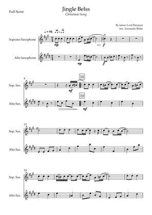 Jingle Bells - Jazz Version (Christmas Song) for Soprano Saxophone & Alto Saxophone Duo