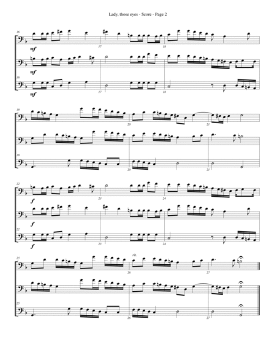 Lady, those eyes for Trombone or Low Brass Trio Trombone Trio scores gallery preview page 2