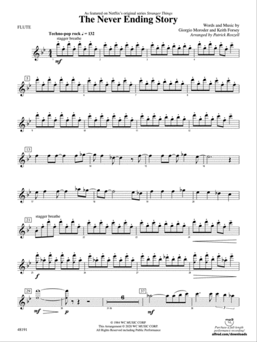The Never Ending Story: Flute Concert Band scores gallery preview page 1