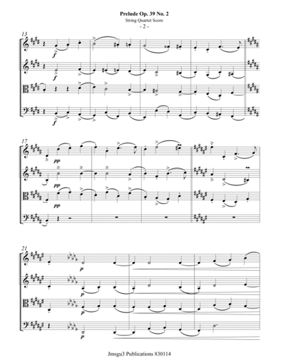 Beethoven: Prelude Op. 39 No. 2 for String Quartet image number null