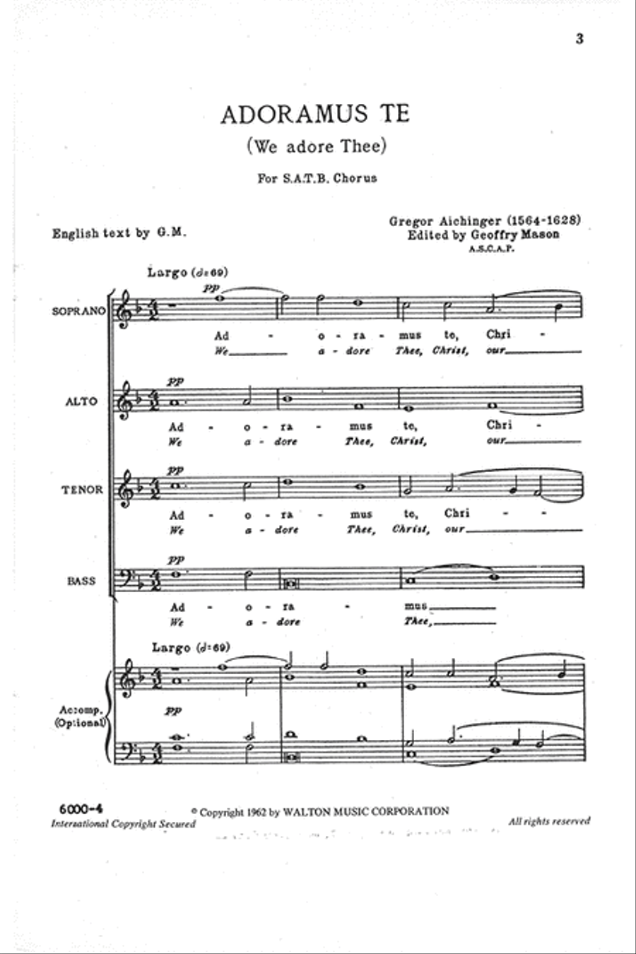 Adoramus Te - SATB