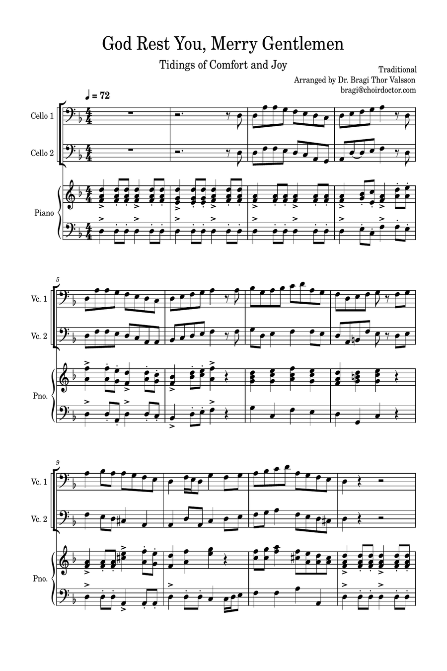 Five Christmas Songs - two Cellos with Piano accompaniment String Duet scores gallery preview page 2