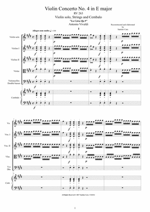 Vivaldi - Violin Concerto No.4 in E major RV 263 Op.9 for Violin, Strings and Cembalo