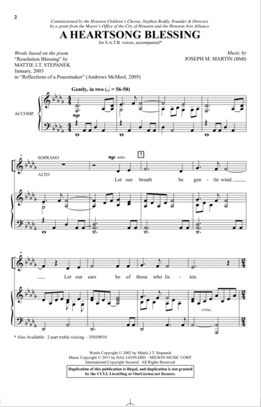 A Heartsong Blessing A Heartsong Blessing 4-Part scores gallery preview page 1