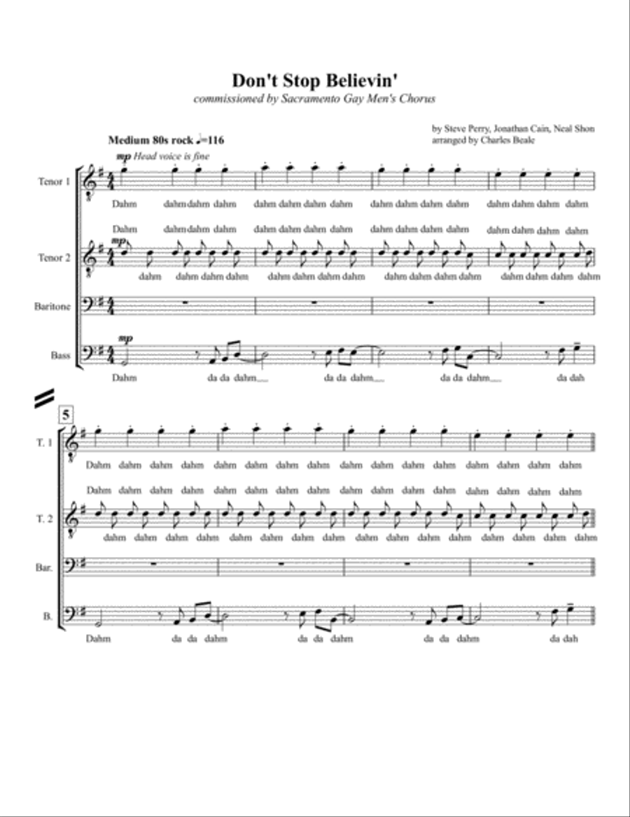 Don't Stop Believin' TTBB scores gallery preview page 1