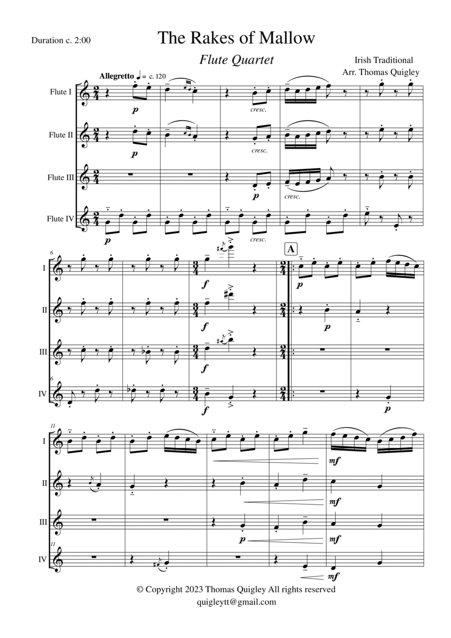 The Rakes of Mallow The Rakes of Mallow Flute Quartet scores gallery preview page 1