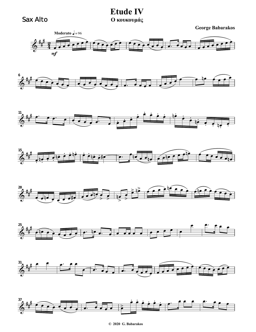 20 Etudes for Alto Sax Based on Greek Traditional Melodies Alto Saxophone scores gallery preview page 6