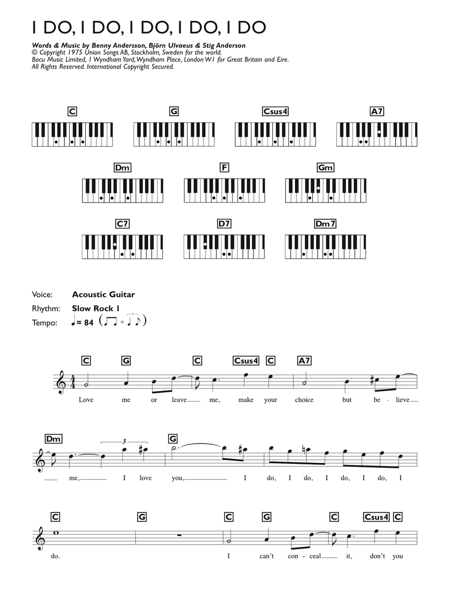 I Do, I Do, I Do, I Do, I Do Piano Solo scores gallery preview page 1