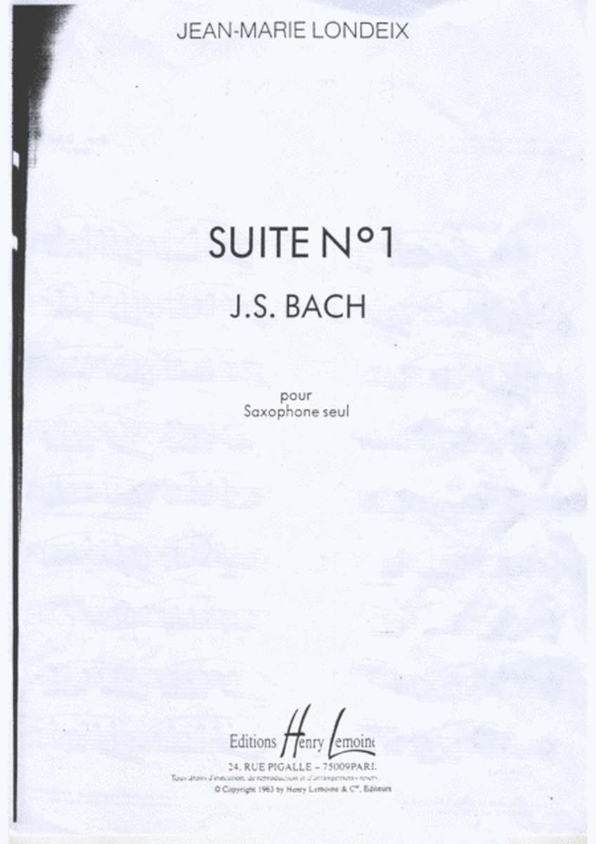 SUITE N°1 - J.S. Bach (Saxophone)