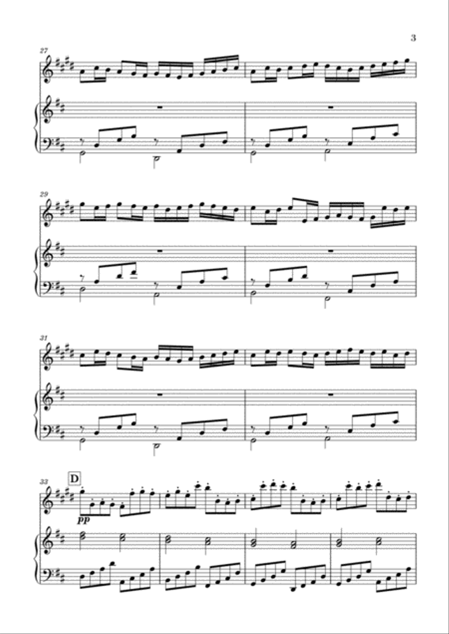 Canon in D for Clarinet in Bb and Piano Woodwind Duet scores gallery preview page 3