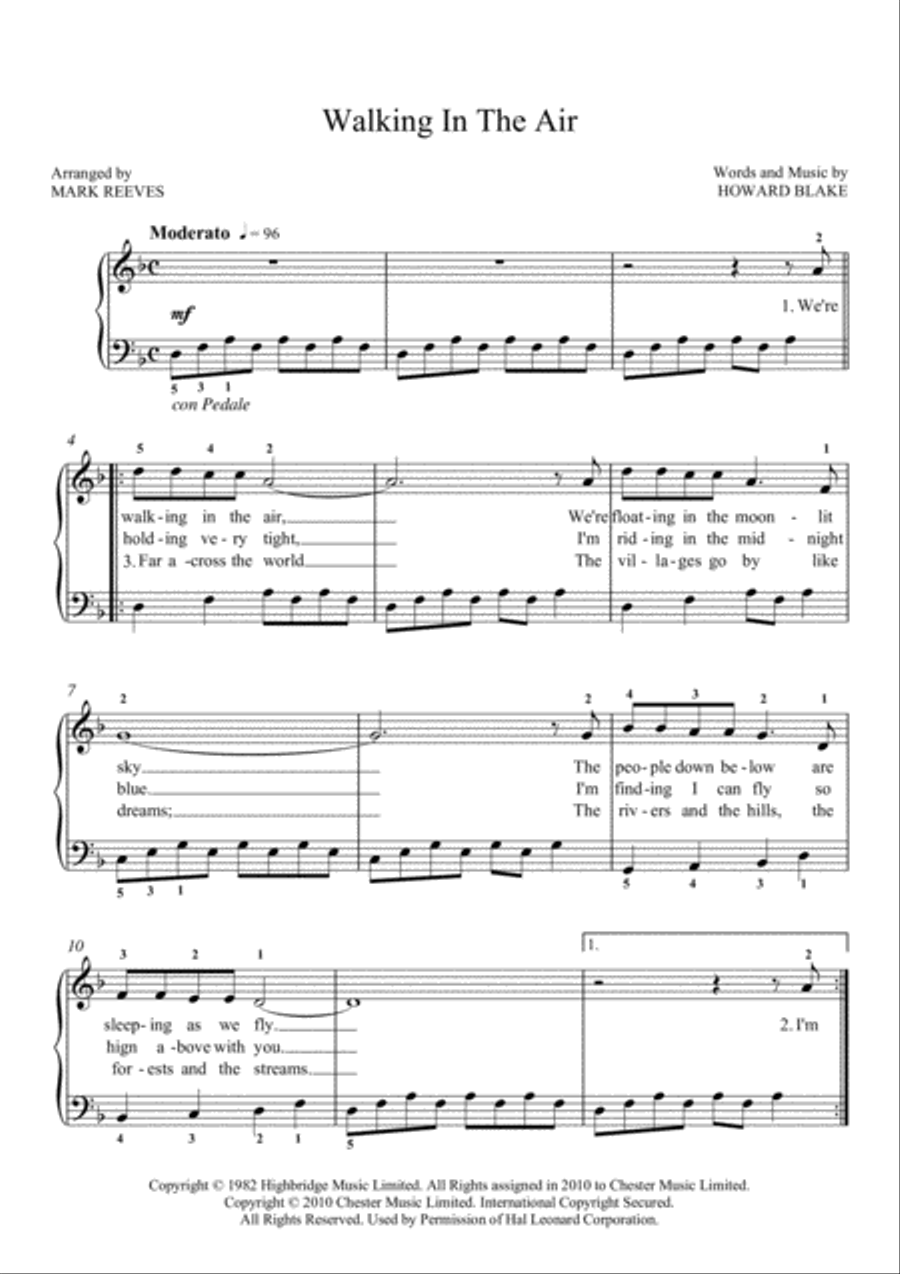 Walking In The Air Easy Piano scores gallery preview page 2