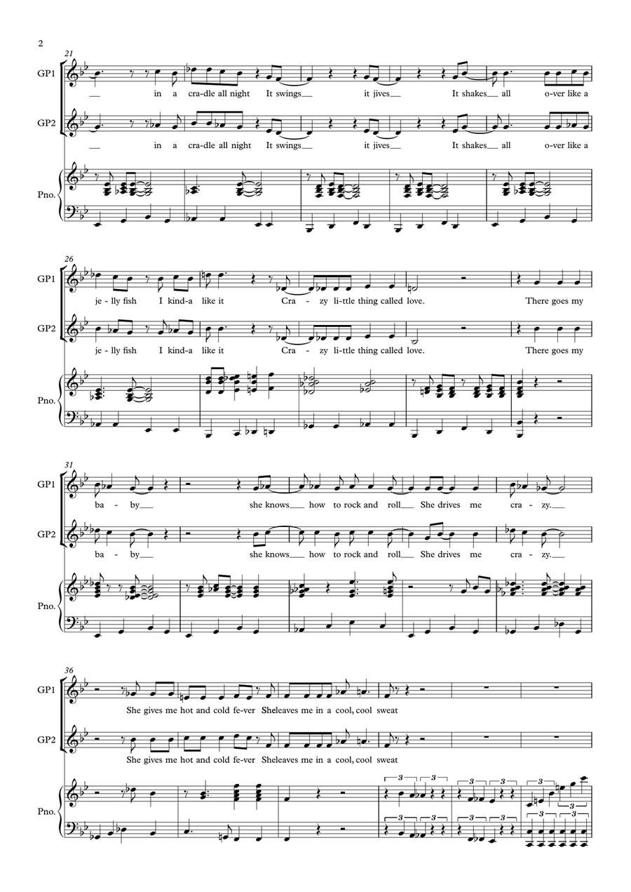 Crazy Little Thing Called Love 2-Part scores gallery preview page 2