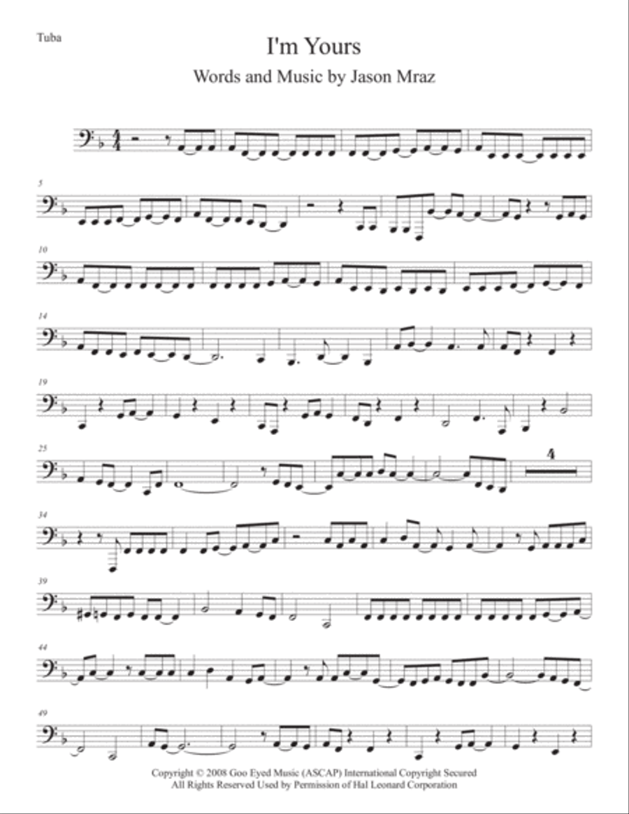I'm Yours I'm Yours Tuba scores gallery preview page 1