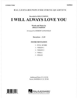 Book cover for I Will Always Love You - Full Score