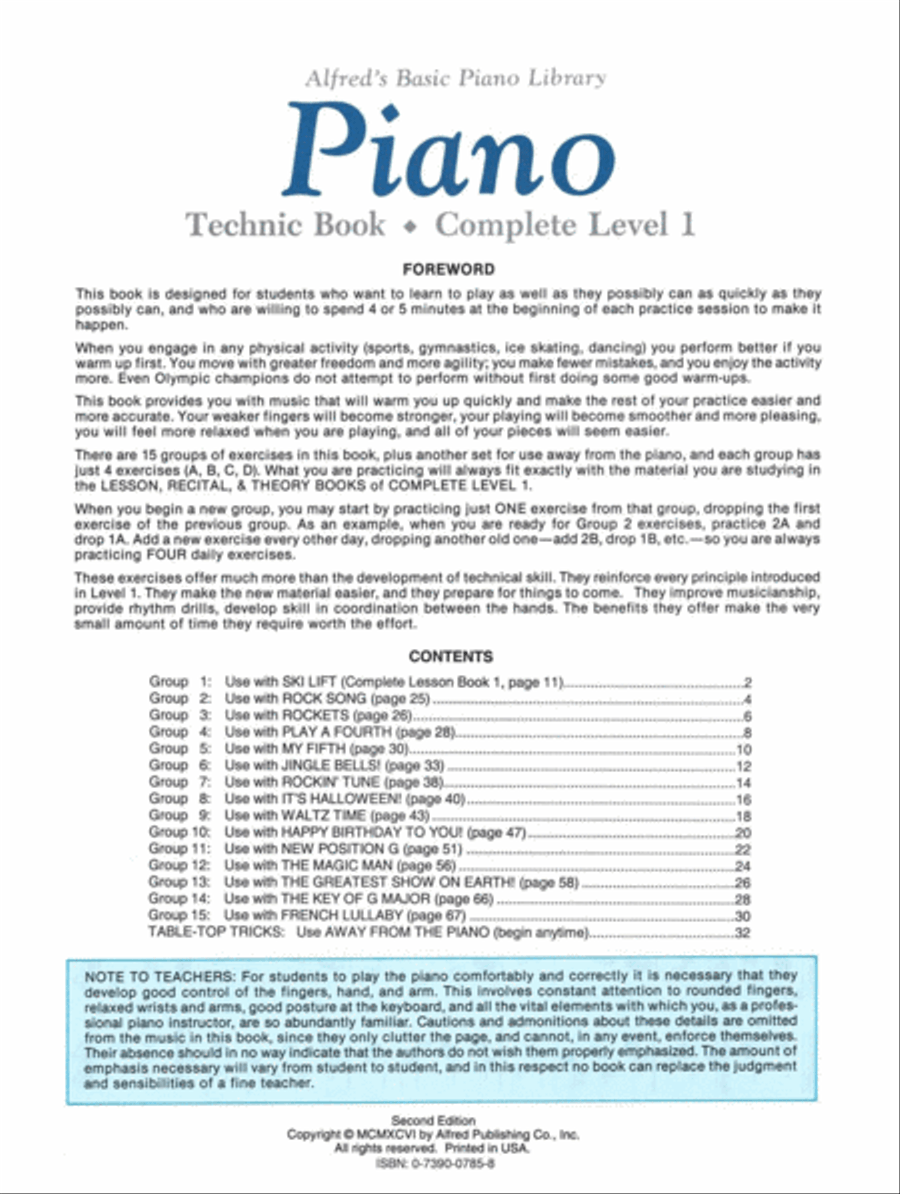 Alfred's Basic Piano Library Technic Complete Piano Method scores gallery preview page 2