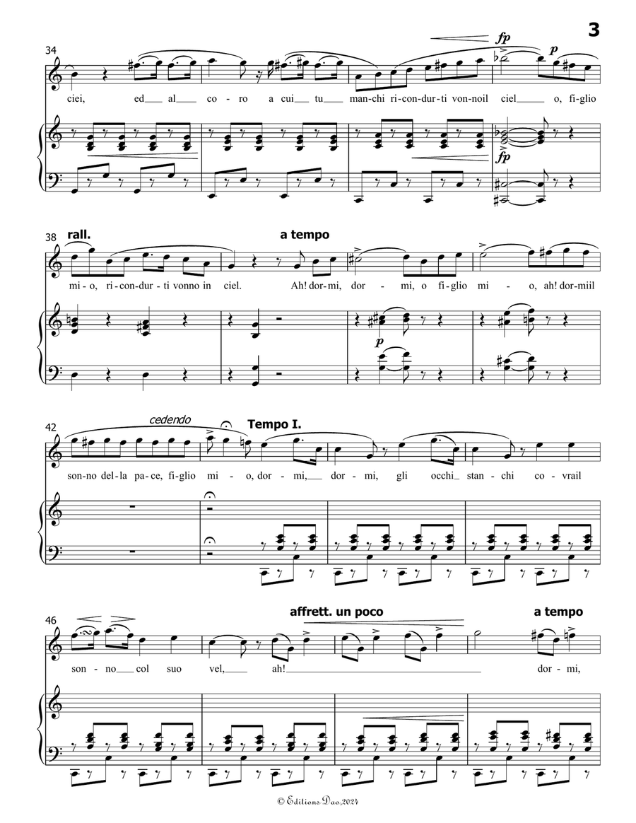 La ninna nanna, by Donizetti, A 202, in c minor Piano, Vocal scores gallery preview page 5