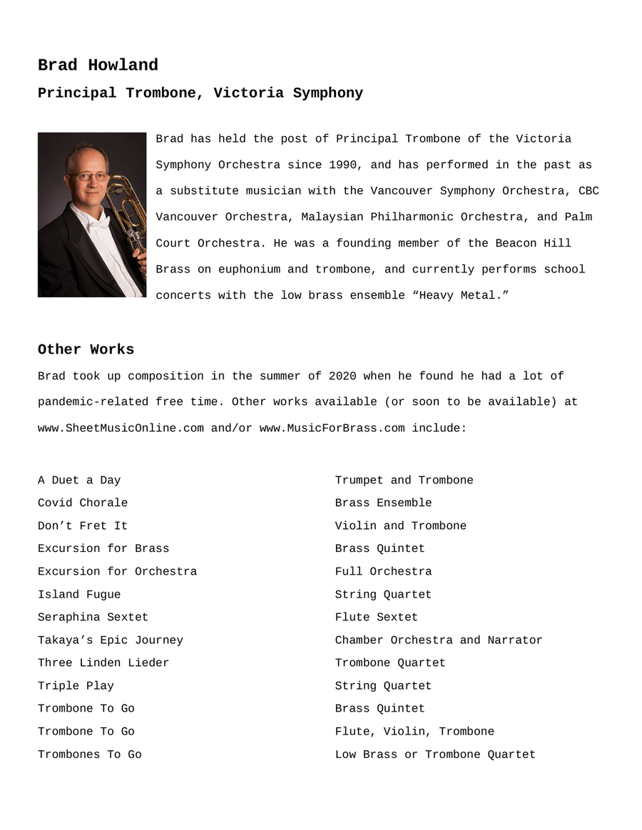 Four By Four for Trombone and Euphonium and Piano Euphonium scores gallery preview page 2