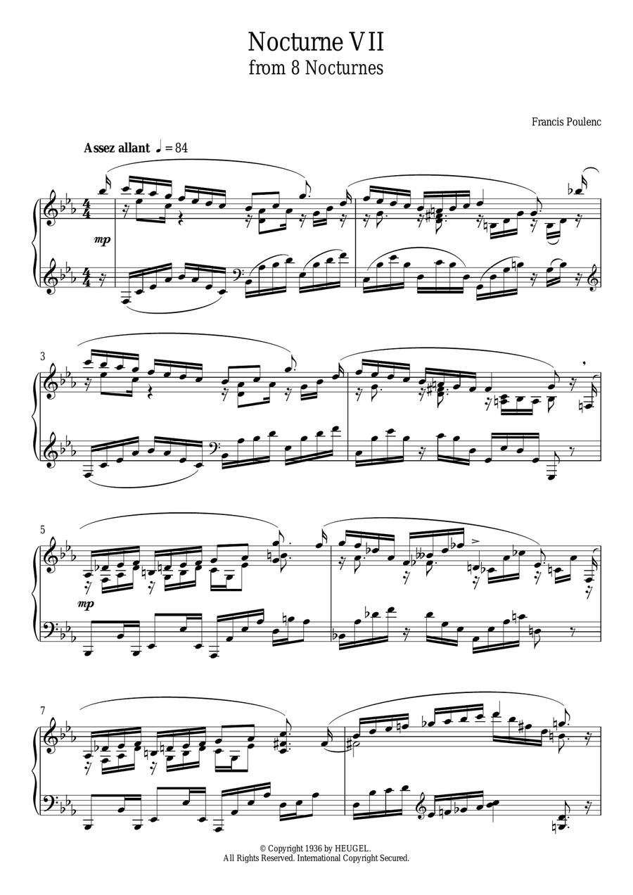 8 Nocturnes - VII. (Assez Allant) Piano Solo scores gallery preview page 1