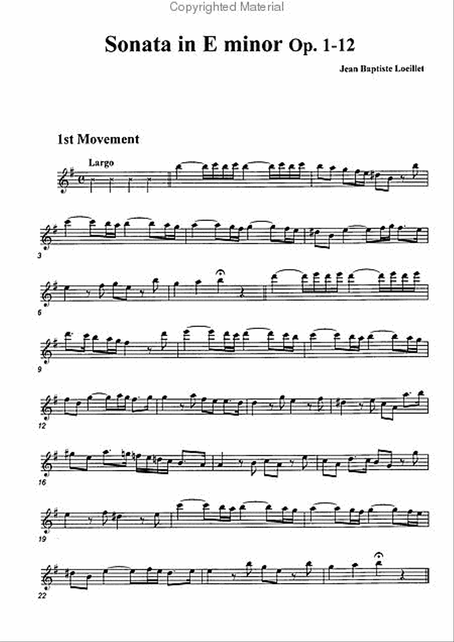 Sonata in E minor, Op. 1-12 Alto Recorder scores gallery preview page 2