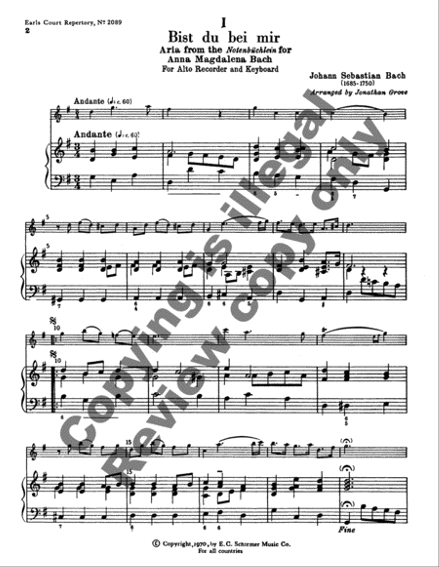 Bist du bei mir & Wachet auf Recorder scores gallery preview page 3