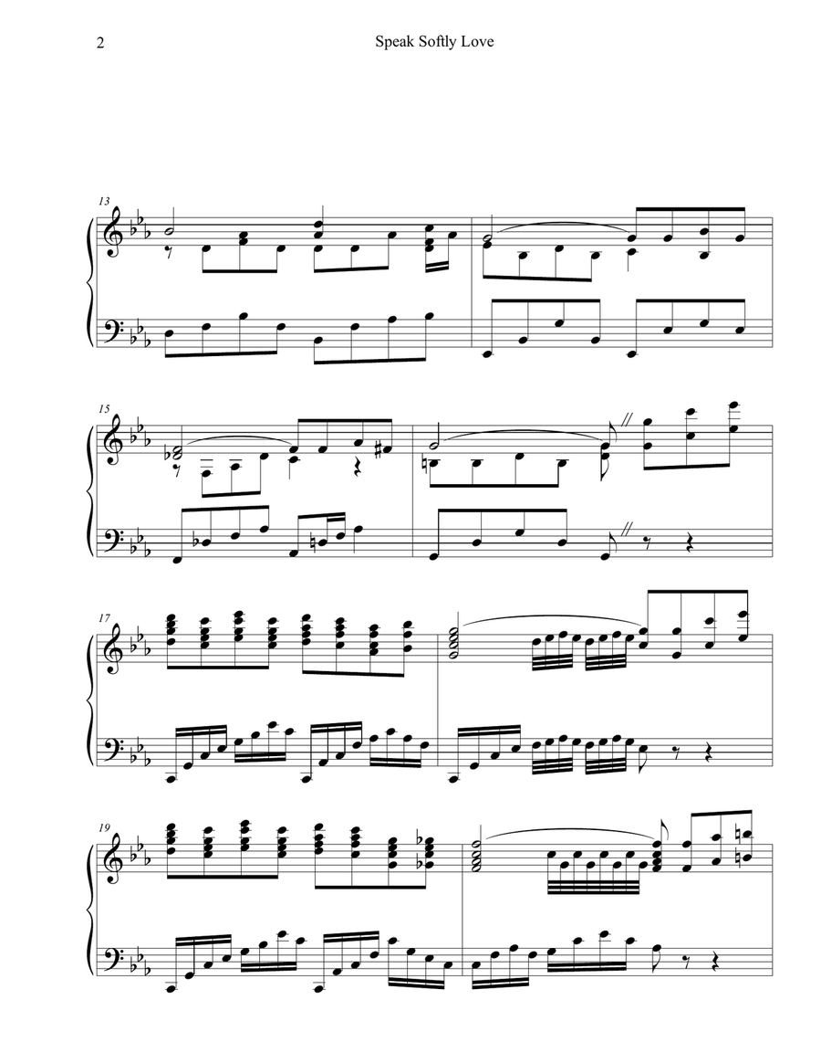 Speak Softly Love Speak Softly Love Piano Solo scores gallery preview page 2