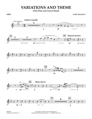 Book cover for Variations And Theme (for Flute Solo And Band) - Oboe